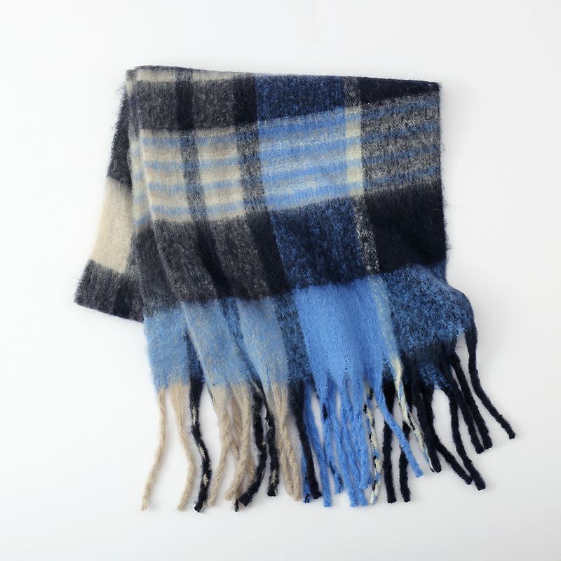 New Foreign Trade Plaid Scarves For Women's Mohair Autumn And Winter Warm Men's And Women's Scarves_voghion.com