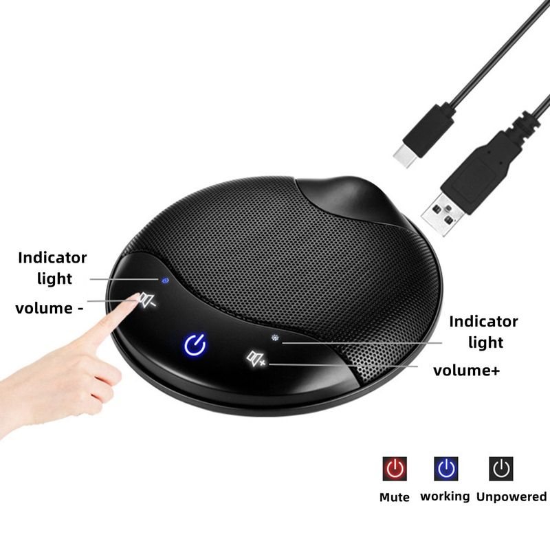 HCSTVCON Omnidirectional Video Conference Microphone Mini Portable 360 ° Voice Pickup USB Plug For Meeting Business_voghion.com