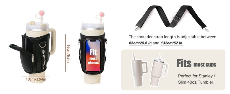 Custodia per bottiglia d'acqua portatile fresca e semplice in stile estivo, borsa per cellulare, tazza anticaduta e antiscottatura di grande capacità_voghion.com