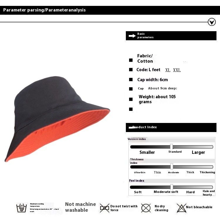 Vergréisseren an Déifen XXL Gréisst Fëscherhutt Groussen Kappëmfang Duebelsäitege Fëscherhutt Männer a Fraen Plus Gréisst 63cm Grouss Trendy Hip-Hop Hutt_voghion.com
