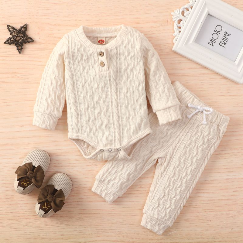Autumn Children's Clothing Long Sleeved Tops And Long Pants Twisted Solid Color Suits Manufacturers Direct Sales One Piece Drop Shipping_voghion.com