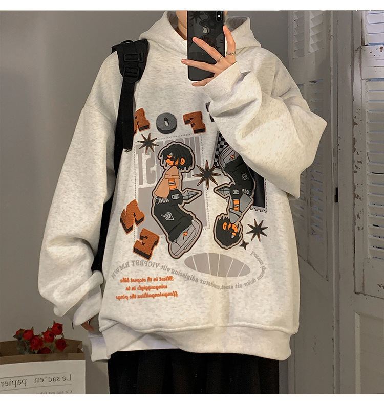 Felpa con cappuccio oversize da uomo autunno/inverno con cappuccio Hiphop e soprabito in pile alla moda_voghion.com