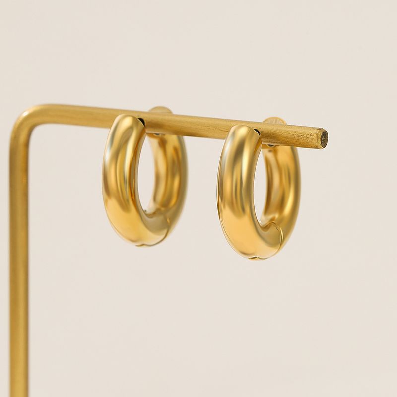 Orecchini rotondi geometrici in metallo di alta qualità, stile semplice, eleganti e versatili, in acciaio inossidabile oro 14K_voghion.com
