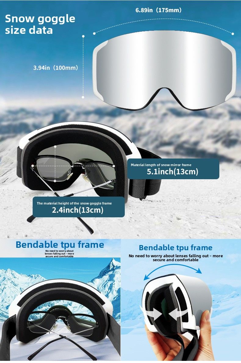 Double-layer Anti-fog Large Field Of View Aspheric Indoor Goggles HD Enhanced Clarity Outdoor Mountaineering Ski Glasses_voghion.com