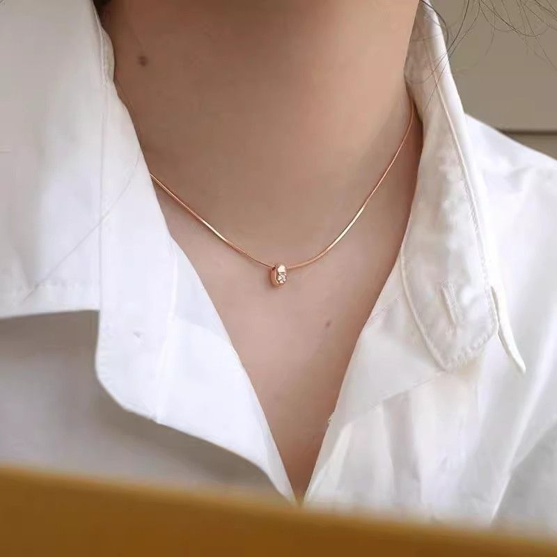 Collana con berretto geometrico minimalista da donna in argento sterling S925, semplice, di alta qualità, versatile, con catena per clavicola, all'ingrosso_voghion.com
