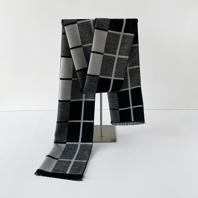 Sciarpa calda da uomo in lana spessa autunno inverno, semplice e alla moda scialle in cashmere in stile britannico_voghion.com