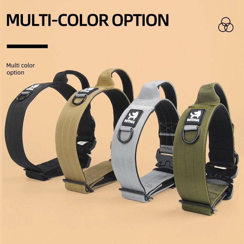Large Dog Collar Durable Nylon Military Tactical Adjustable Pet Lead Outdoor Walking Training Collars Pitbull Labrador_voghion.com