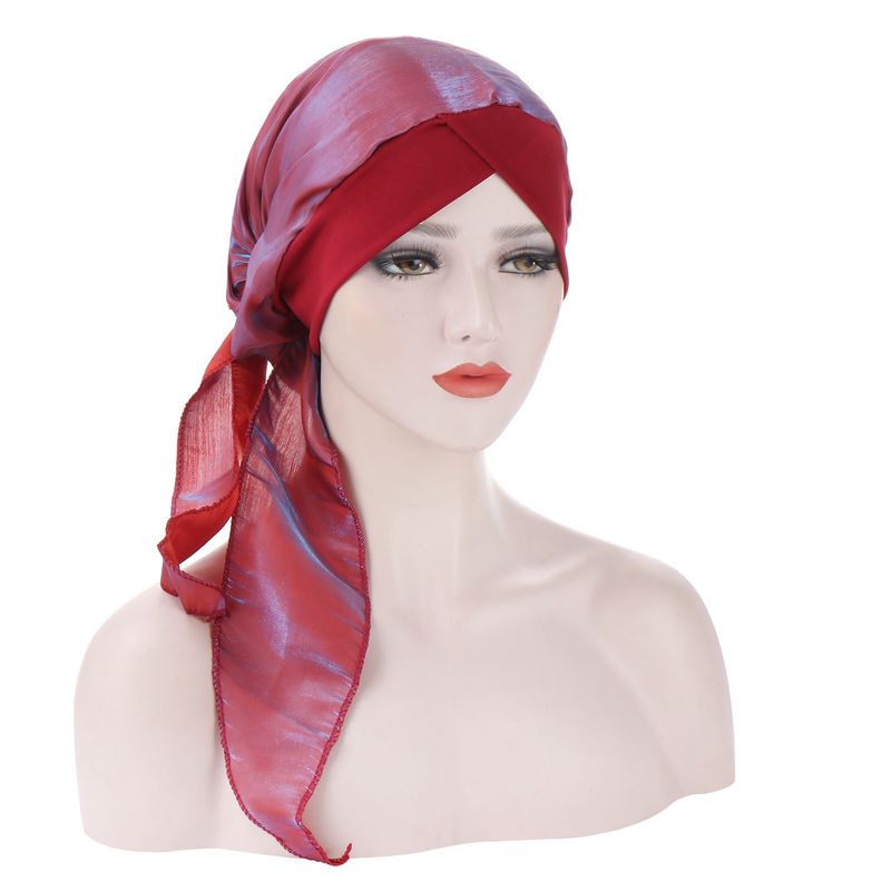 bright silk punched fabric flower turban hat flower turban hat Muslim can hide hair turban hat_voghion.com