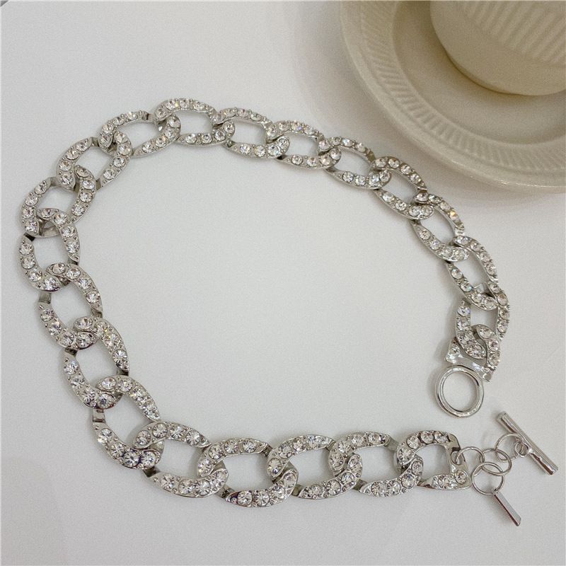 Trendy Cuban Full Diamond Thick Halskette Persönlichkeit Super Cool Halskette Fashion Disco Choker_voghion.com