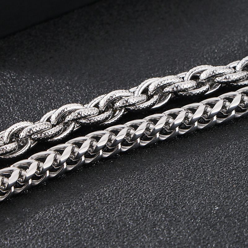 Pulsera de acero inoxidable con doble cadena para hombre, estilo rockero, con eslabones cubanos, moderna, con varias capas._voghion.com