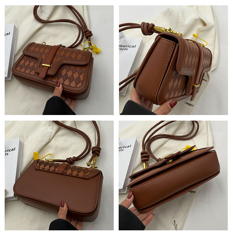 Baigou Women's Bag New Trapezoidal Saddle Bag Women's Rhombus Messenger bag European and American popular Wizard of Oz women's bag_voghion.com