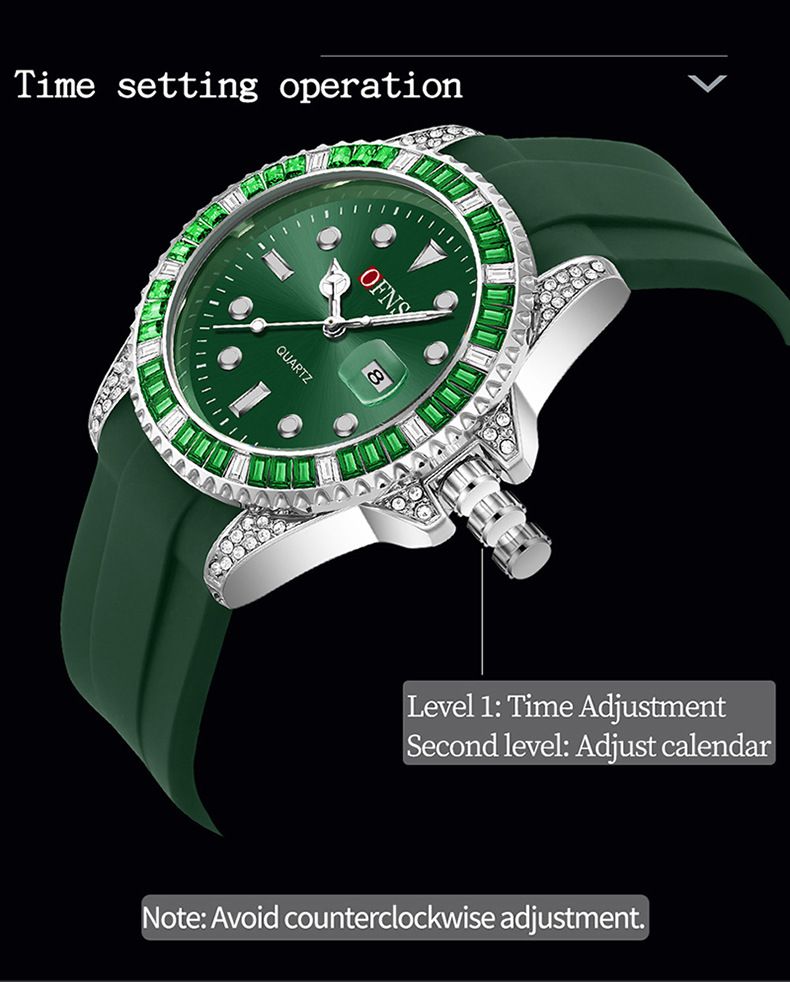 Men's Classic Diver Style Watch With Luminous Dial, Waterproof Casual Wristwatch With Date Function TPU Strap Classic Green Water Ghost Luminous Watch_voghion.com
