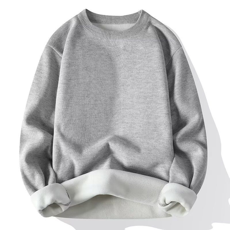 Abbigliamento maschile Autunno e inverno Maglione spesso foderato in pile Slim-fit Caldo Pullover di alta qualità Casual Trendy Base-layer Camicia Giacca_voghion.com