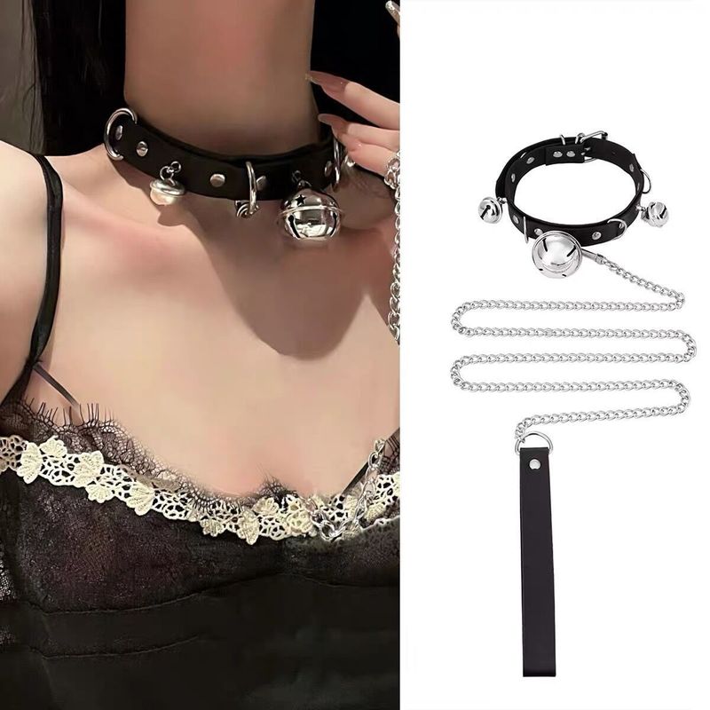 Glockenlederhalskette mit Design und einzigartigem Halsband, Kunststoffstahldraht, neue High-End-Halskette, Choker-Zubehör für_voghion.com