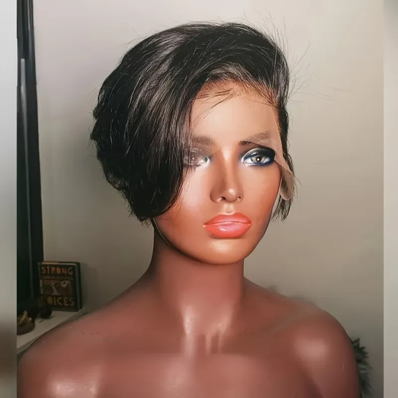 Parrucca Bob Corta Lisci Taglio Pixie 13x4 Parrucca Frontale in Pizzo Bob Parrucche di Capelli Umani per Donne Parrucca di Capelli Umani Remy_voghion.com