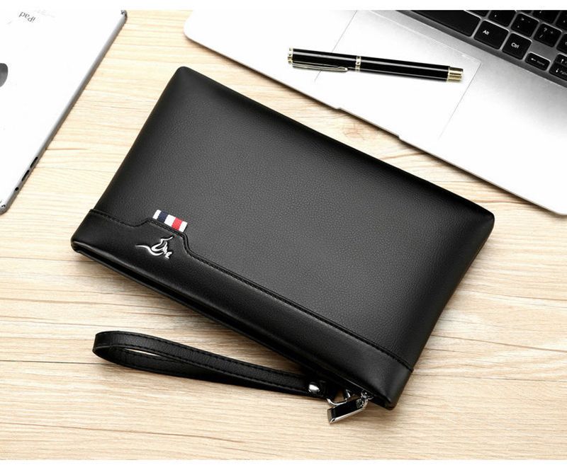 Leather Clutch For Men Zipper Wallet Card Fashion Business Square Phone Ipad Pouch Hand Porter Bag Briefcase Designer_voghion.com