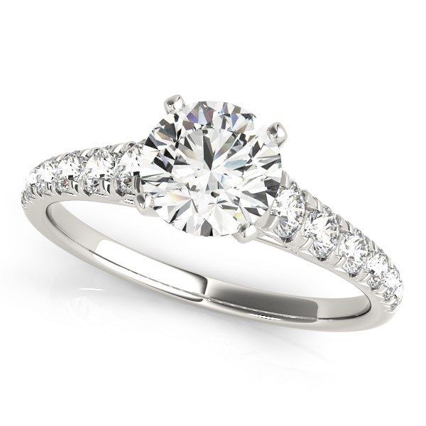 14k White Gold Prong Set Graduated Diamond Engagement Ring (1 7/8 cttw)_voghion.com