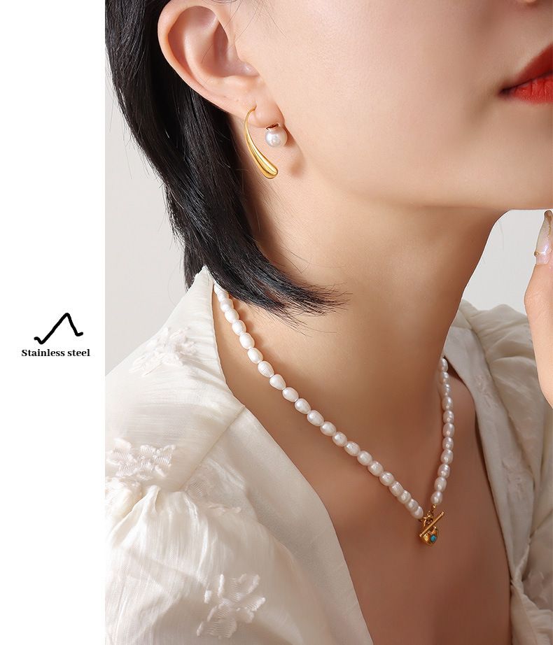 Retro-Stil Einzigartiges Design Ohrringe Titan Stahl plattiert Personalisierte Ohrhaken Nischenmode Ohrringe Schmuck Frauen_voghion.com