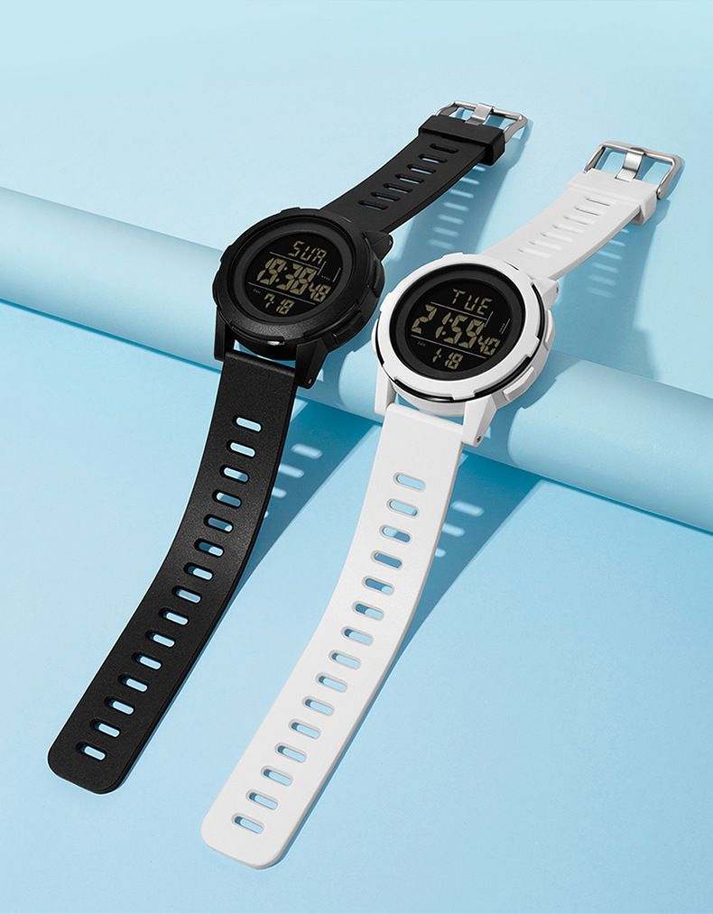 Digitaal horloge met LED-display, waterdicht, nachtlampje, alarm, stopwatch, aftelfunctie, dubbele tijd, unisex casual sporthorloge_voghion.com