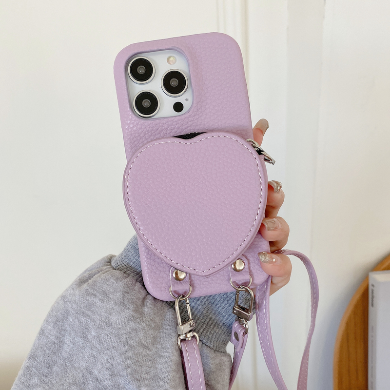 Mobile phone case coin purses are suitable for Apple 15 mobile phone cases iPhone14Pro max protective cover 13 love all-in-one package_voghion.com