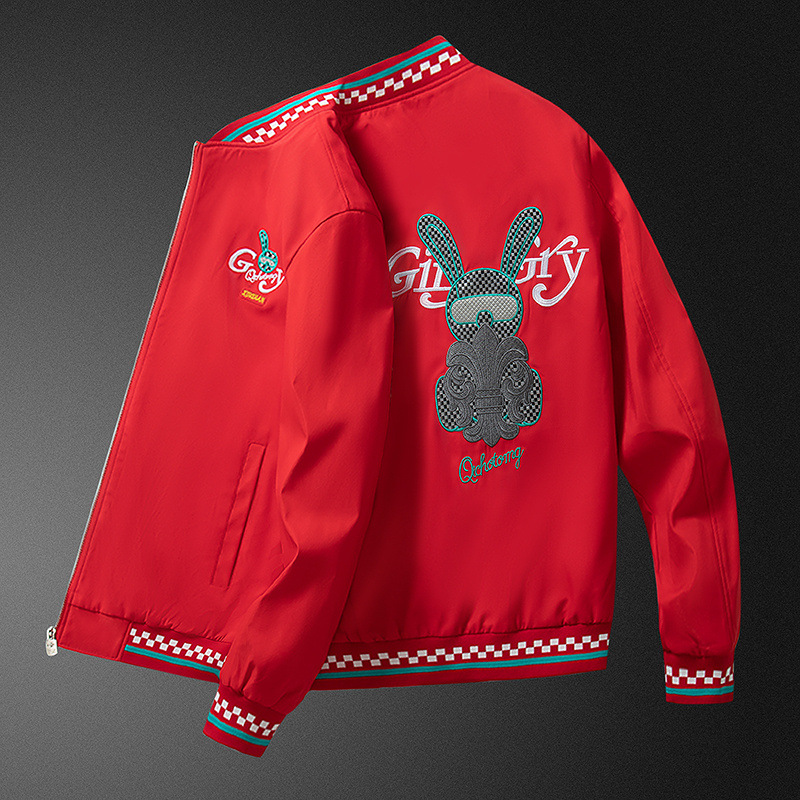 Europäische Modemarke Bestickte Baseballmanteljacke Frühling und Herbst Neuer Trend Lose Größe Herrenbekleidung_voghion.com