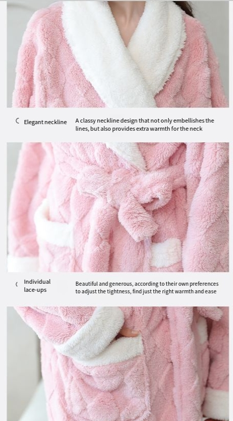Koppelpyjama Jacquard bequem Kotteng Samt Hierscht a Wanter neie Stil Nuetshemd Revers waarm a komfortabel Heemkleeder Pyjama Bademantel_voghion.com