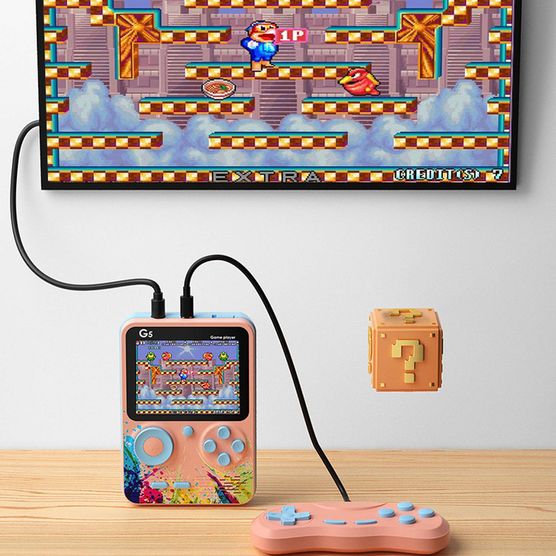 Byteuni G5 Retro Portable Handheld Game Console with 500 Classical FC Games and Controllers, Comes with 1000mAh Rechargeable Battery Support for TV_voghion.com