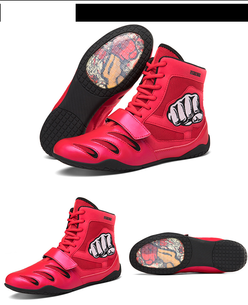 Chaussures de boxe professionnelles pour adolescents, tailles 29 à 46, chaussures de combat, de lutte, de sanda, respirantes et antidérapantes_voghion.com
