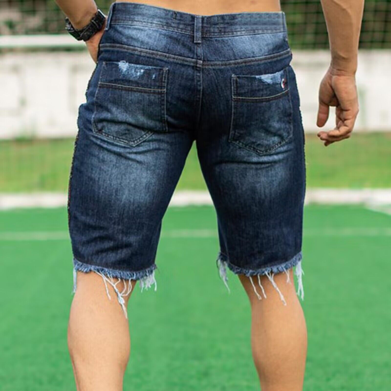 Summer New Ripped Trend Slim Stretch Fashion Jeans Men's Shorts_voghion.com