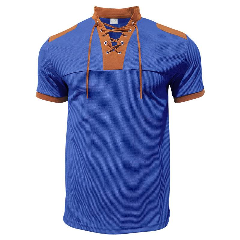 Waffle Herren Sommer Casual Tethered Henry Kurzarm Shorts Anzug_voghion.com