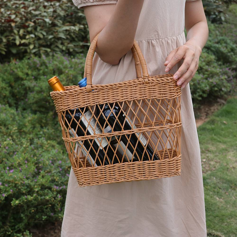 Cesto portaoggetti in rattan intrecciato a mano, cesto portavino, cesto per la spesa di verdure_voghion.com