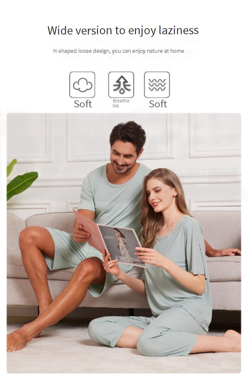 Women's Sleepwears With Chest Pads Ice Silk Short Sleeved Trousers Summer Thin Cool Ice Silk Home Clothes_voghion.com