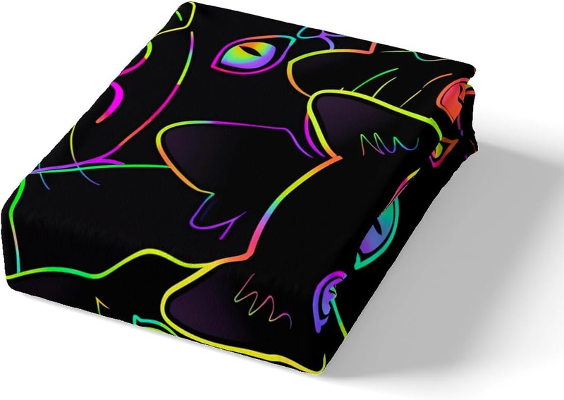 Funda nórdica de gato de dibujos animados para cuna para niños, niñas, adorable funda de edredón de gatito, juego de cama de animales de neón, juego de cama de gato negro de Halloween con_voghion.com
