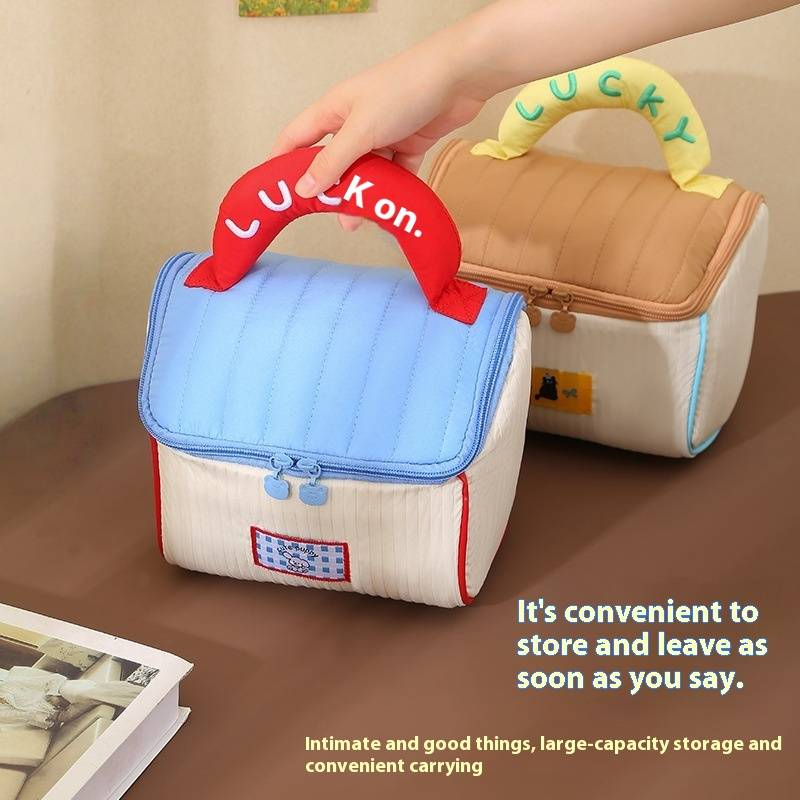 Niedliche Kosmetiktasche in Hausform – Kosmetik-Organizer mit großem Fassungsvermögen für unterwegs (elegant und tragbar, perfekt für die Aufbewahrung von Toilettenartikeln und Hautpflegeprodukten)_voghion.com