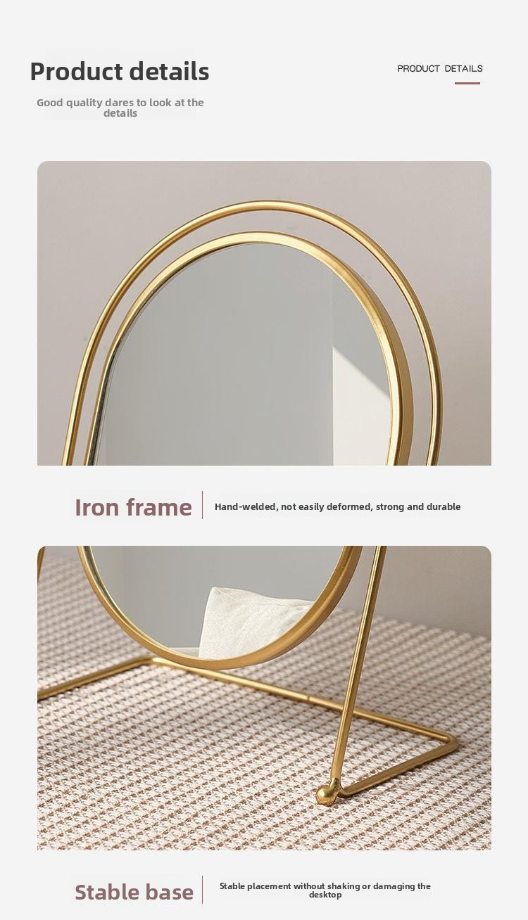 Elegante specchio da toeletta con rotazione a 360° - Specchio da toeletta classico rotondo/ovale in oro/nero/rosa/bianco per soggiorno e camera da letto_voghion.com