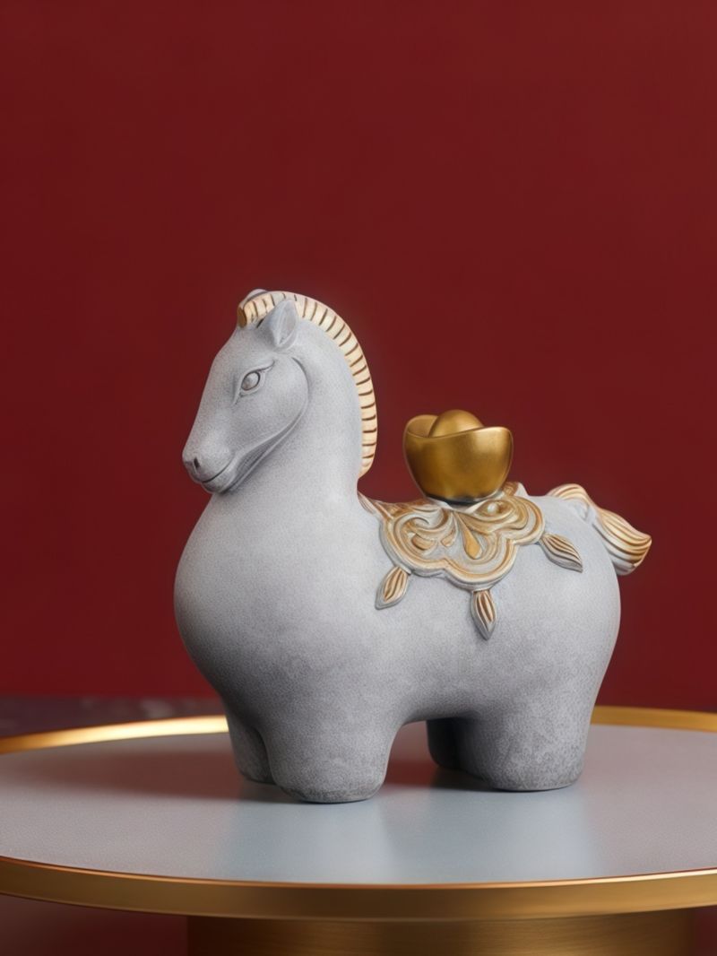 1 Piece Chinese-Style Classic War Horse-Shaped Resin Ornament_voghion.com