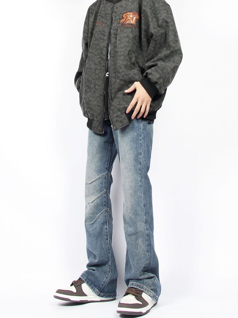 Herenkleding High Street American Vibe Jeans - Relaxed Straight Fit, Flared Bootcut, Vintage Washed Denim Broek voor Casual & Streetwear_voghion.com