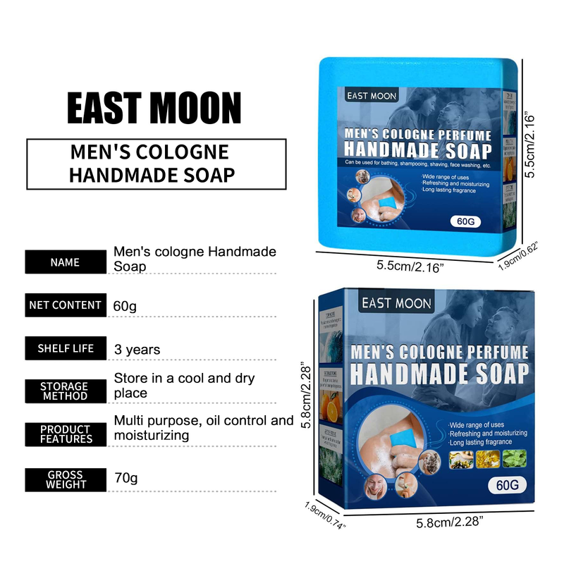 Face Wash Soap for Men Cologne Fragrance Handmade Soap Gentle Refreshing Oil Control Anti Acne Remove Blackhead Body Bath Soap_voghion.com