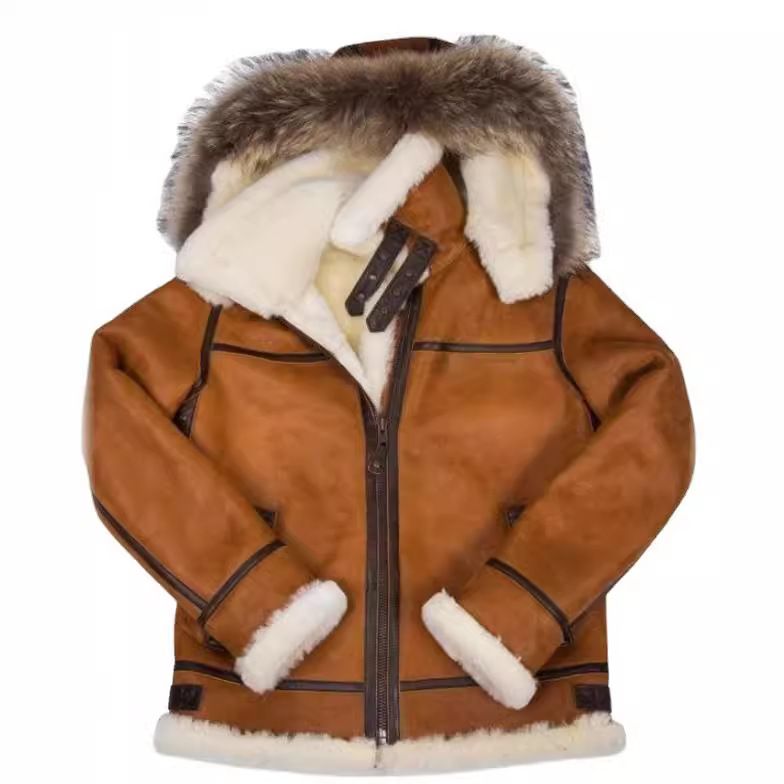 Jaqueta de pele de manga comprida, cor sólida, outono inverno, com decoração de cinto de couro e casaco casual de pelúcia masculino_voghion.com