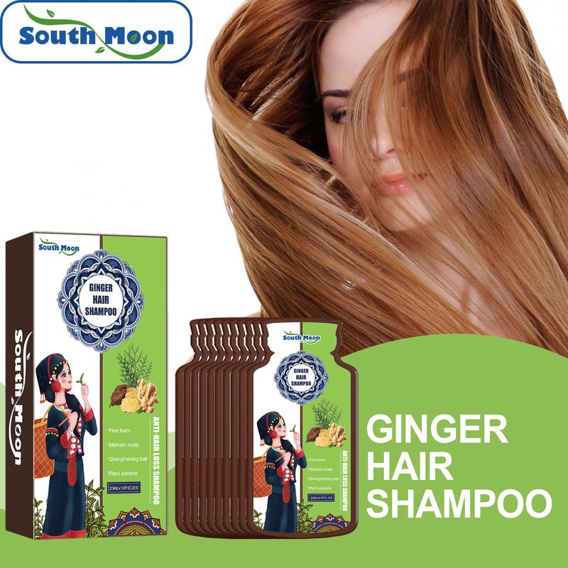 Cuidado de jengibre de South Moon para la limpieza del cuero cabelludo, prevención densa, nutrición de las raíces del cabello, champú fuerte y resistente_voghion.com