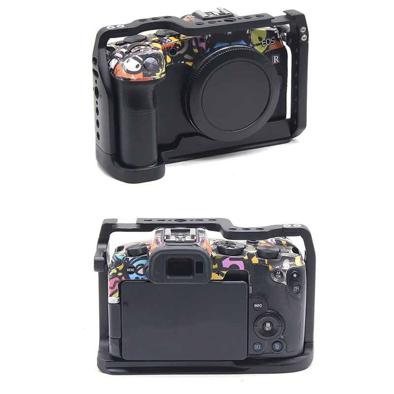 Gabbia per fotocamera DSLR Canon EOS RP con fori filettati da 1/4 per attacco luce di riempimento microfono Magic Arm_voghion.com