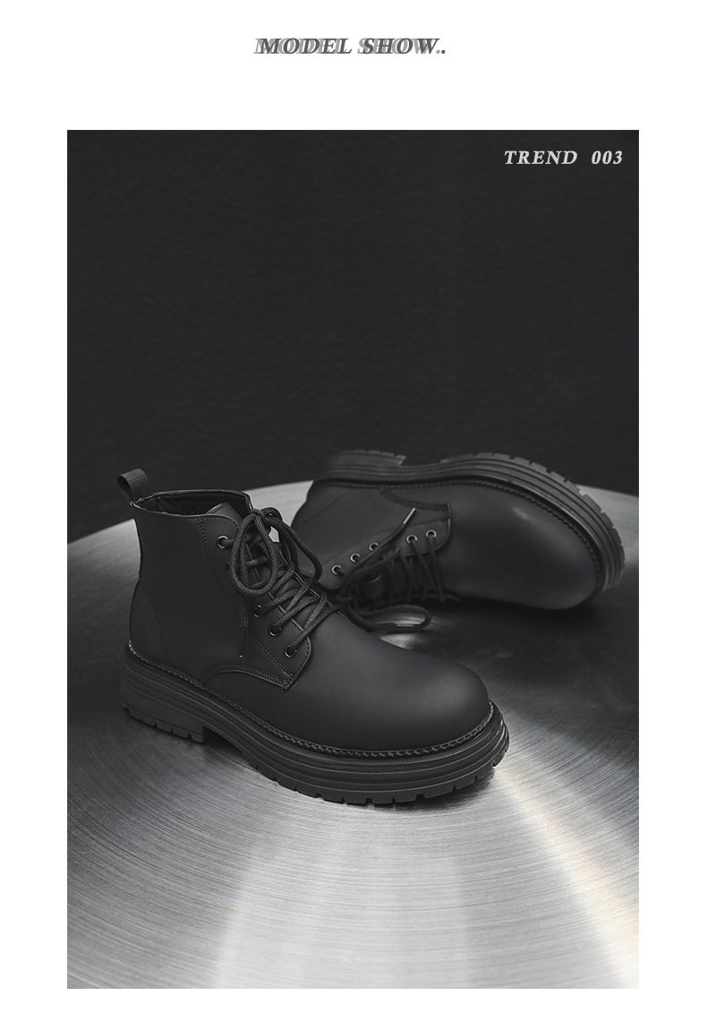 Martin Boots Men's Legs Thin Inner Height Increase Thick Sole Fashion Boots Height Increase Tide Shoes_voghion.com