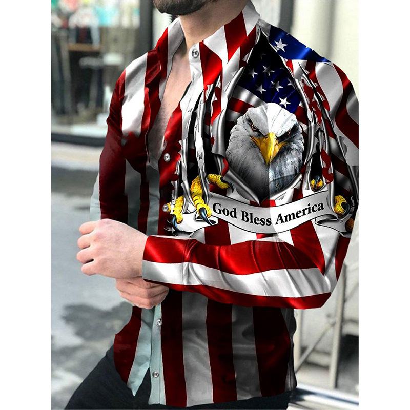 2023 New Spring Autumn Men's Long sleeved Flower Large and Thin Top Gradient Print Shirt_voghion.com