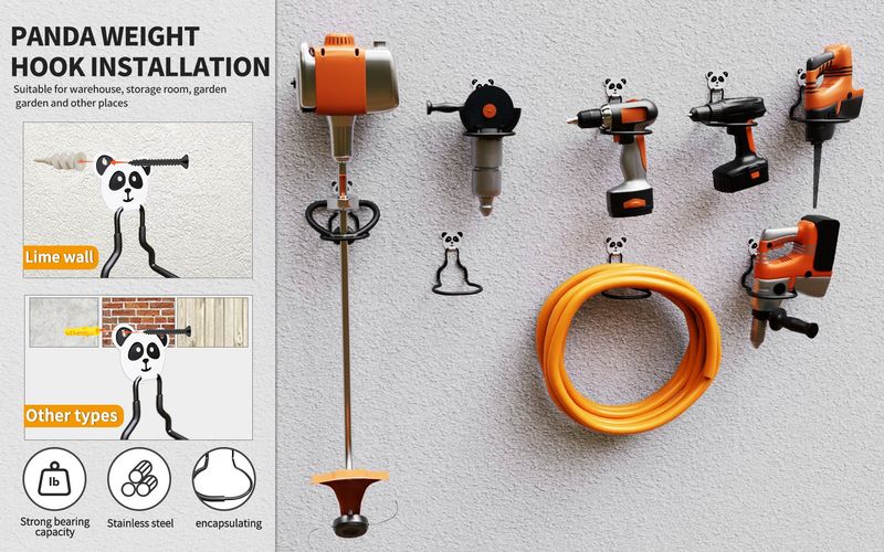 Garage Metal Wall Hanger 8 Installation, Heavy Hook Display Hanger, Used For Garden Tools Water Pipe Storage Tools Bearing Heavy Metal Hooks_voghion.com