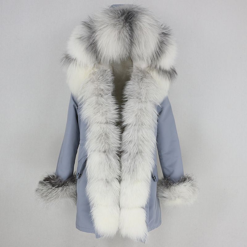 Women's Clothing hot sale winter parka for women with detachable fox fur collar lining fashionable warm ladies mid length coat_voghion.com