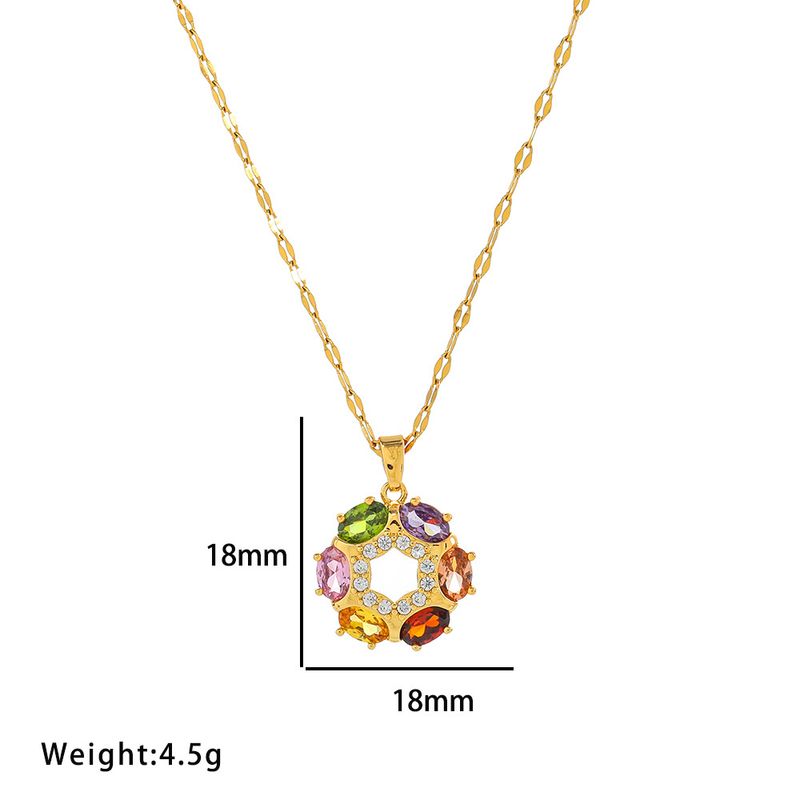 Women's Network Red Colorful Zircon Flower Small And Luxury New Design Sense Pendant Style Set Titanium Steel Necklace_voghion.com