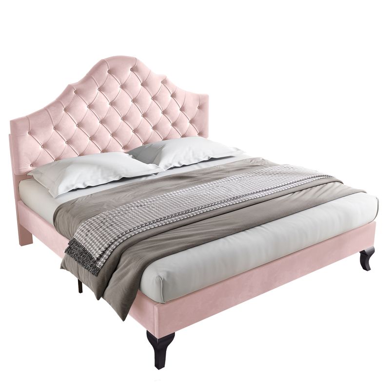Polsterbett 140x200cm Con Verstellbarem Kopfteil, Lattenrost, Samt Rosa_voghion.com