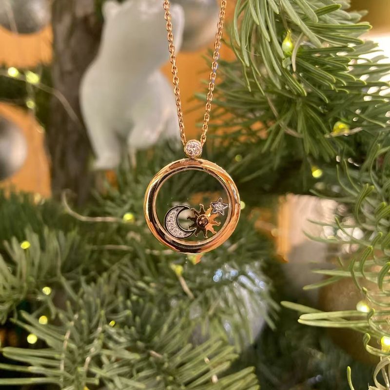 Cross-Border European And American Style Xiao Family Happy Chopard Sun Necklace Full Diamond Star Moon Collarbone Chain_voghion.com