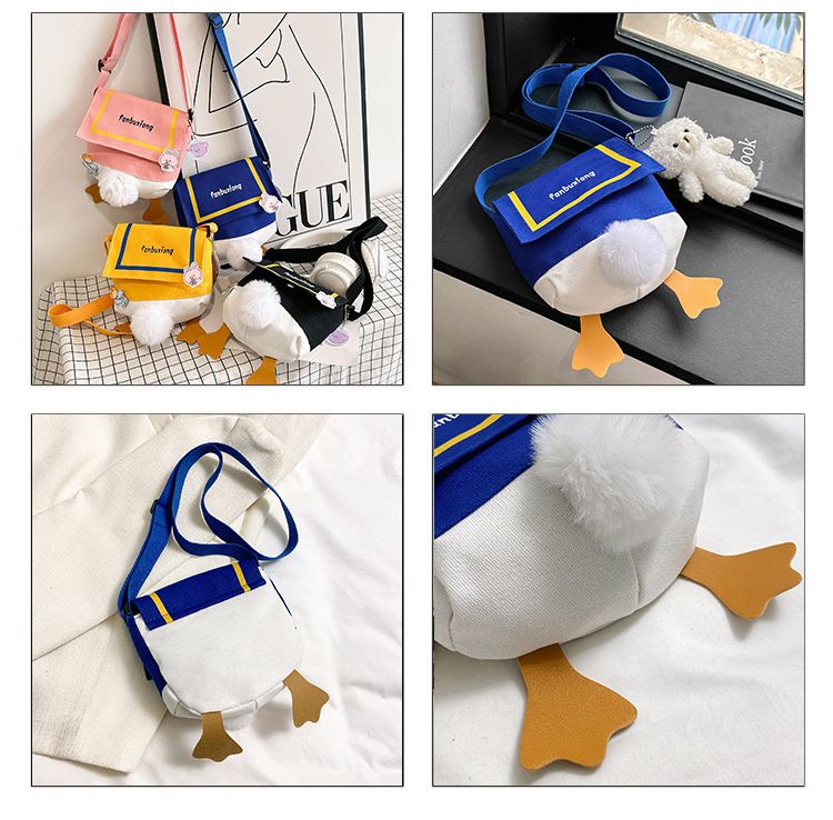 Canvas liten enkel crossbody en axel telefon söt blixtlåsväska, multifunktionell studentryggsäck_voghion.com