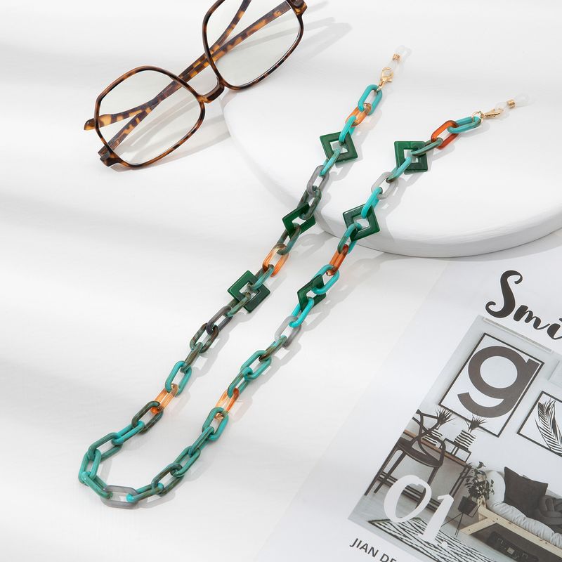 Fashionable Trendy Colorful Mixed Color Glasses Geometric Ring Buckle Hanging Chain Acrylic Resin_voghion.com